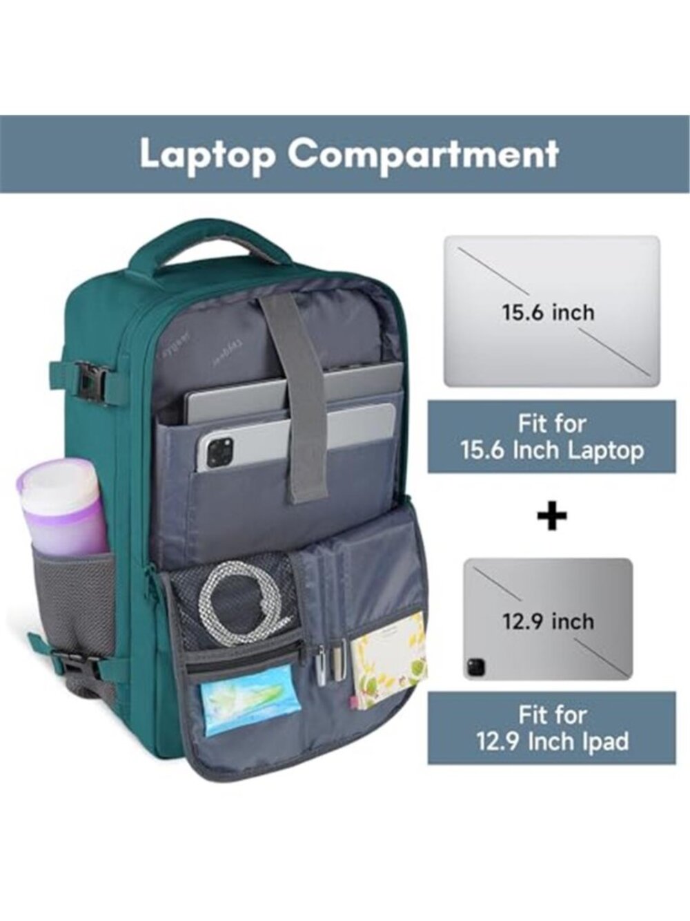 Carry on Backpack for Men Women, Luggage Laptop Backpack for Airplane Travel - Picture 5 of 7